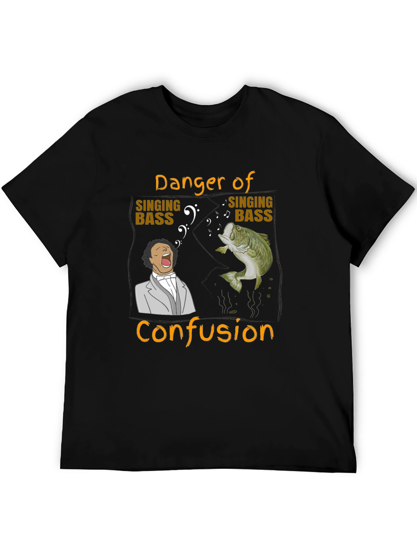 Danger of Singing Bass Confusion Black T-Shirt