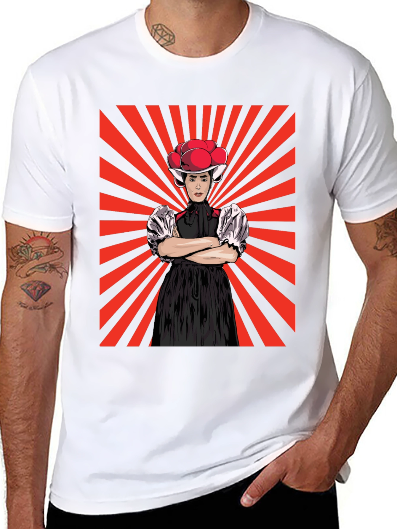 Retro Black T-Shirt with Swiss Folklore Character