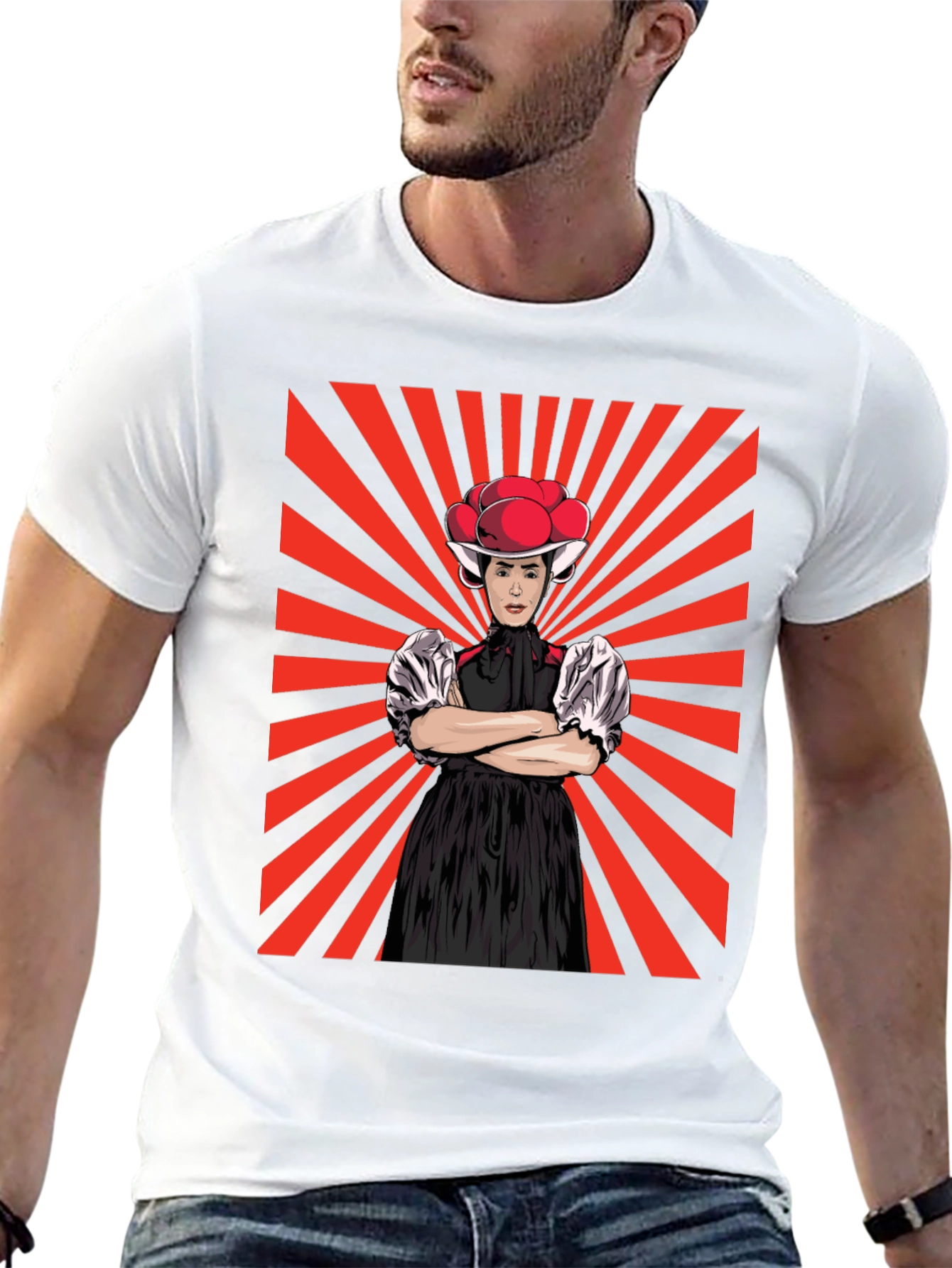 Retro Black T-Shirt with Swiss Folklore Character
