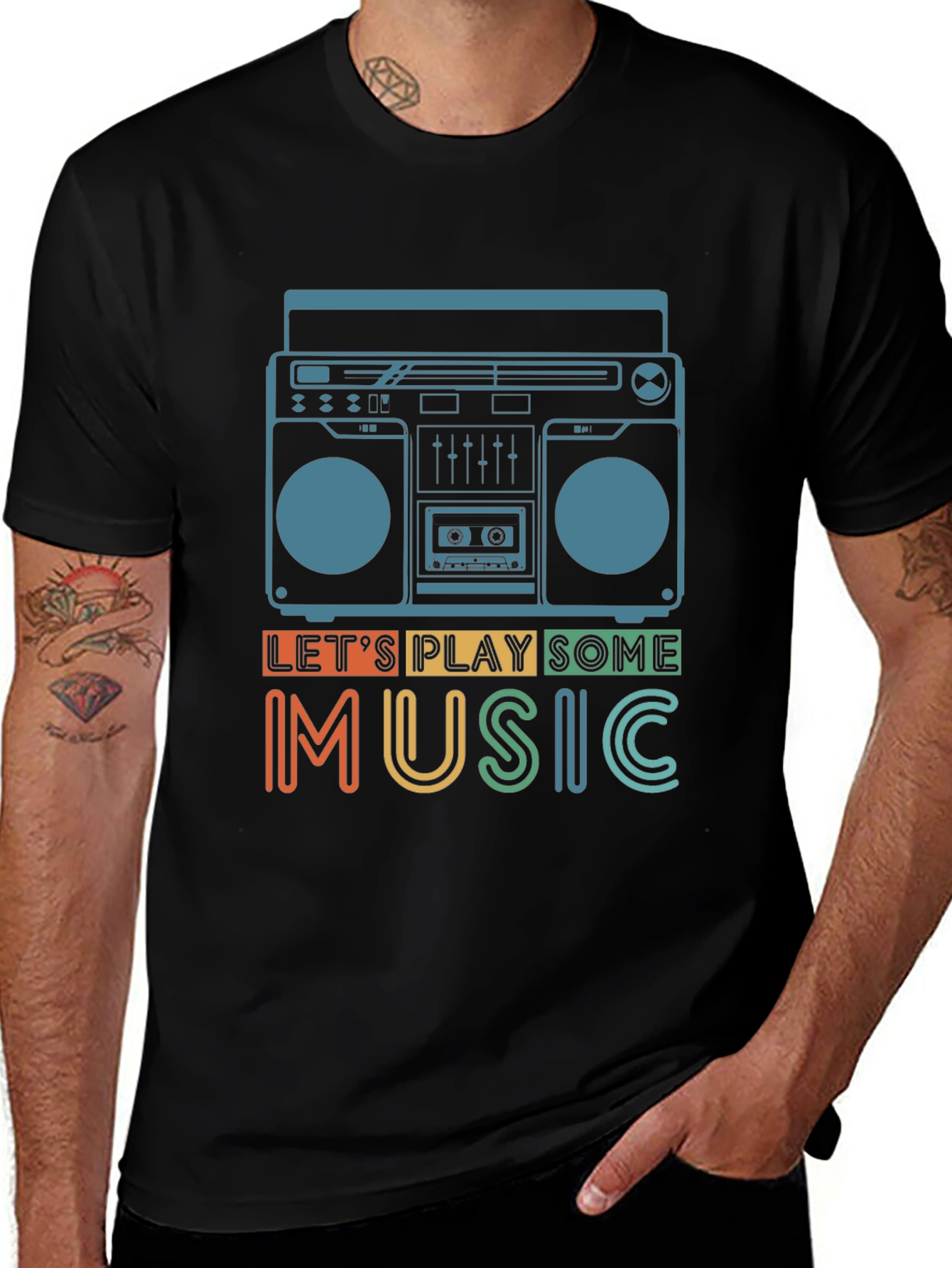 Retro Boombox T-Shirt - Lets Play Some Music!