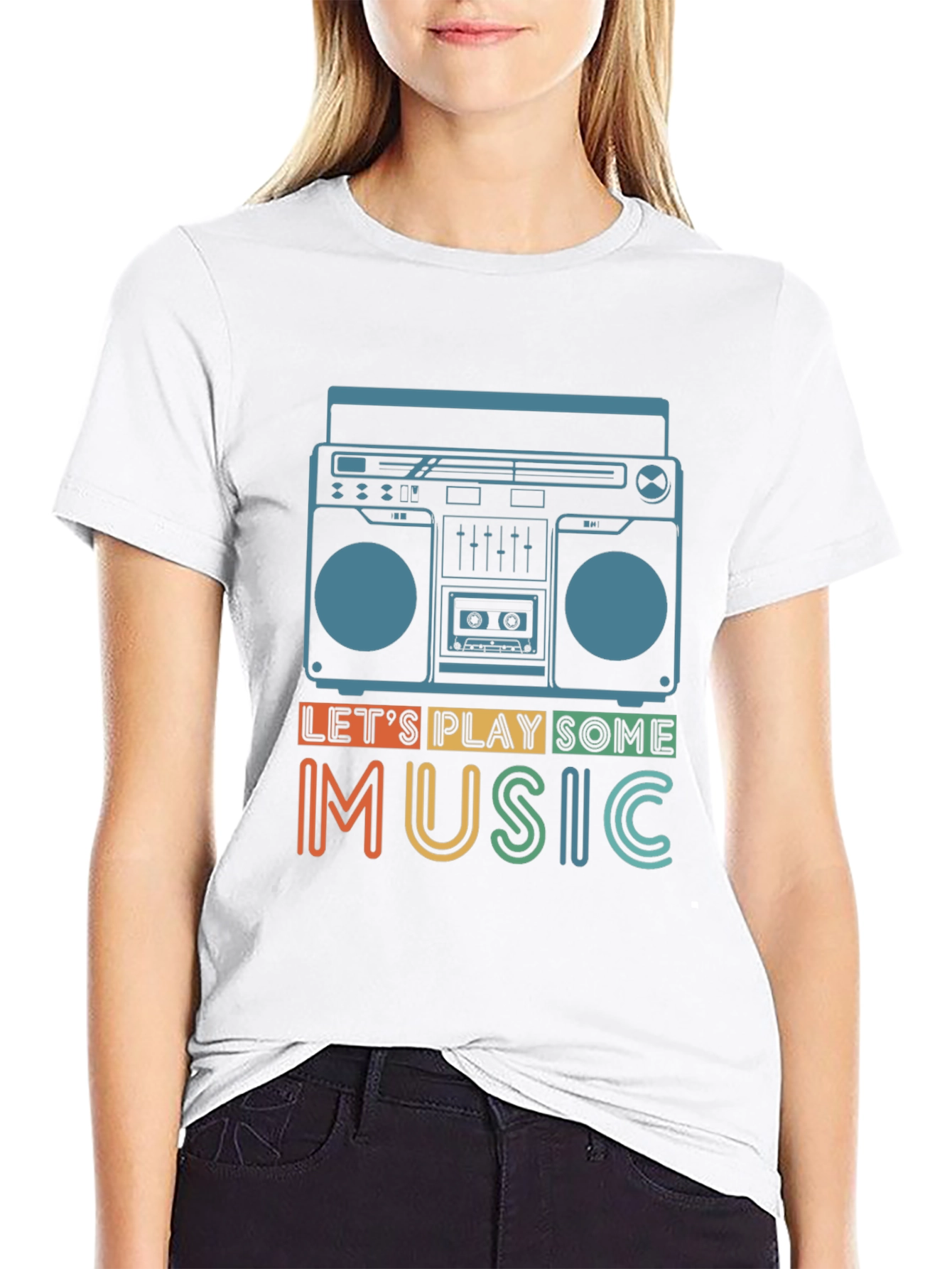 Retro Boombox T-Shirt - Lets Play Some Music!