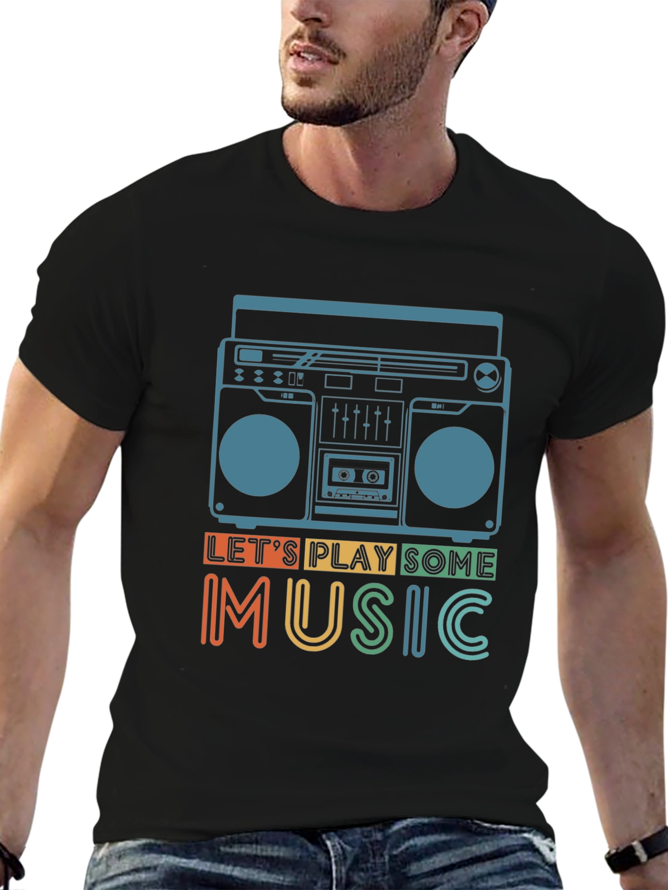 Retro Boombox T-Shirt - Lets Play Some Music!