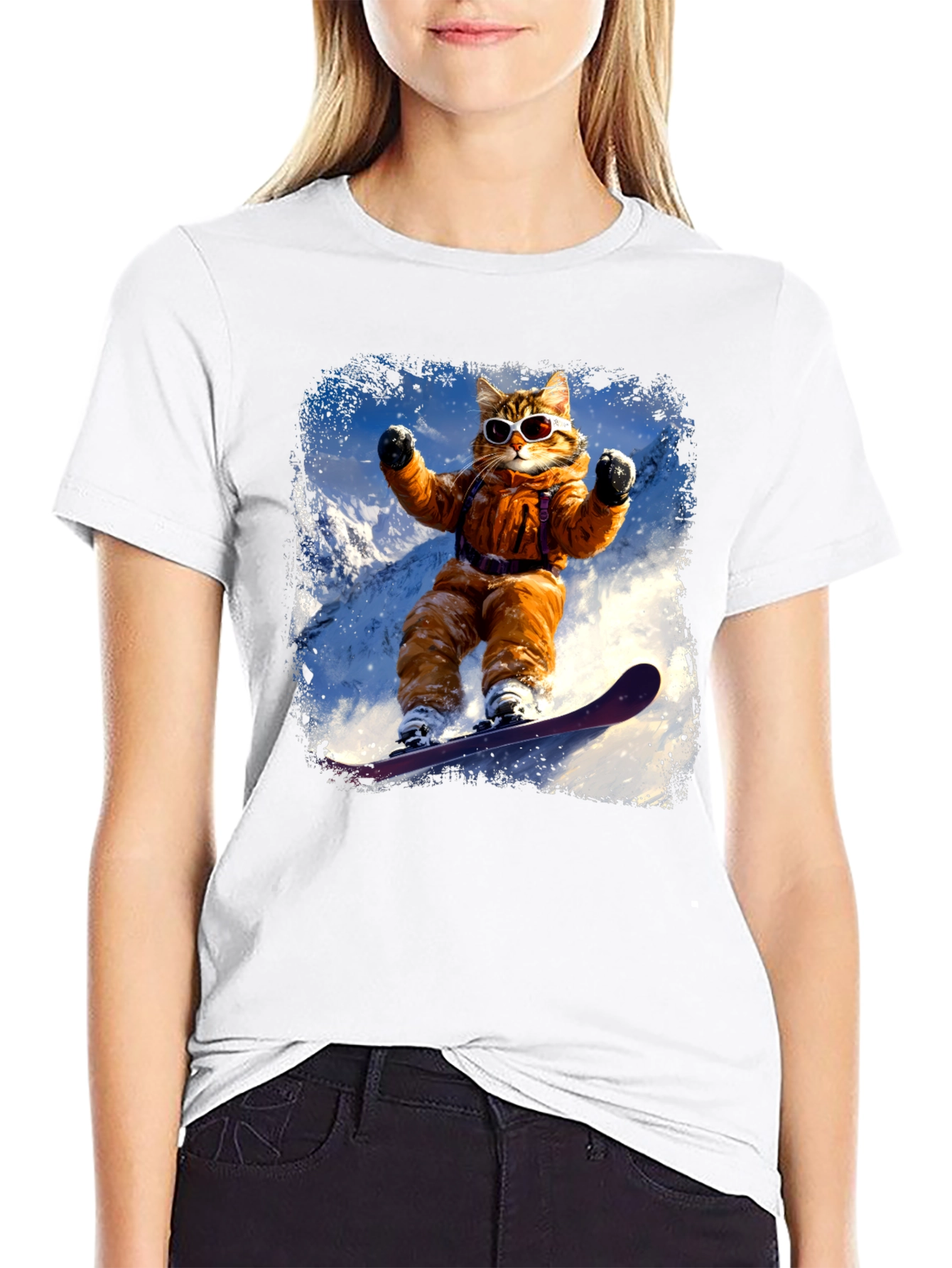 Cat Snowboarding T-Shirt