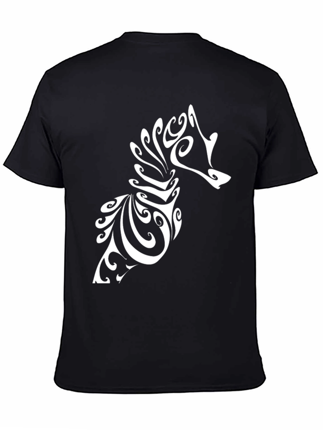 Tribal Seahorse Graphic Tee - Black Cotton T-Shirt