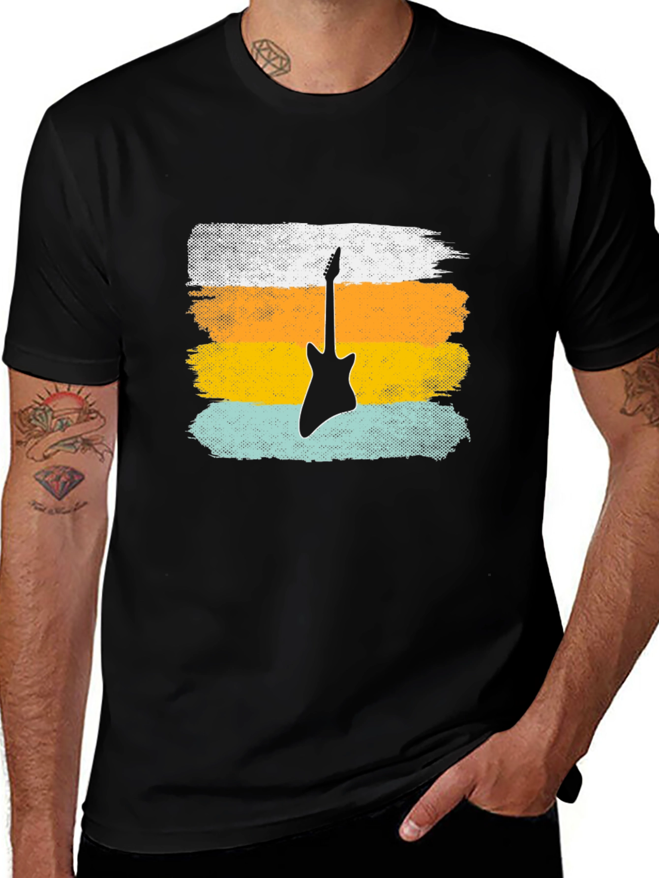 Retro Guitar T-Shirt - Black