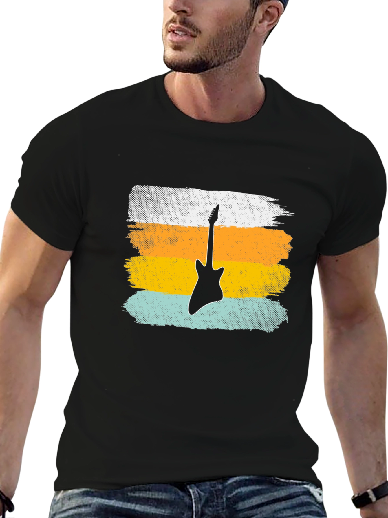 Retro Guitar T-Shirt - Black