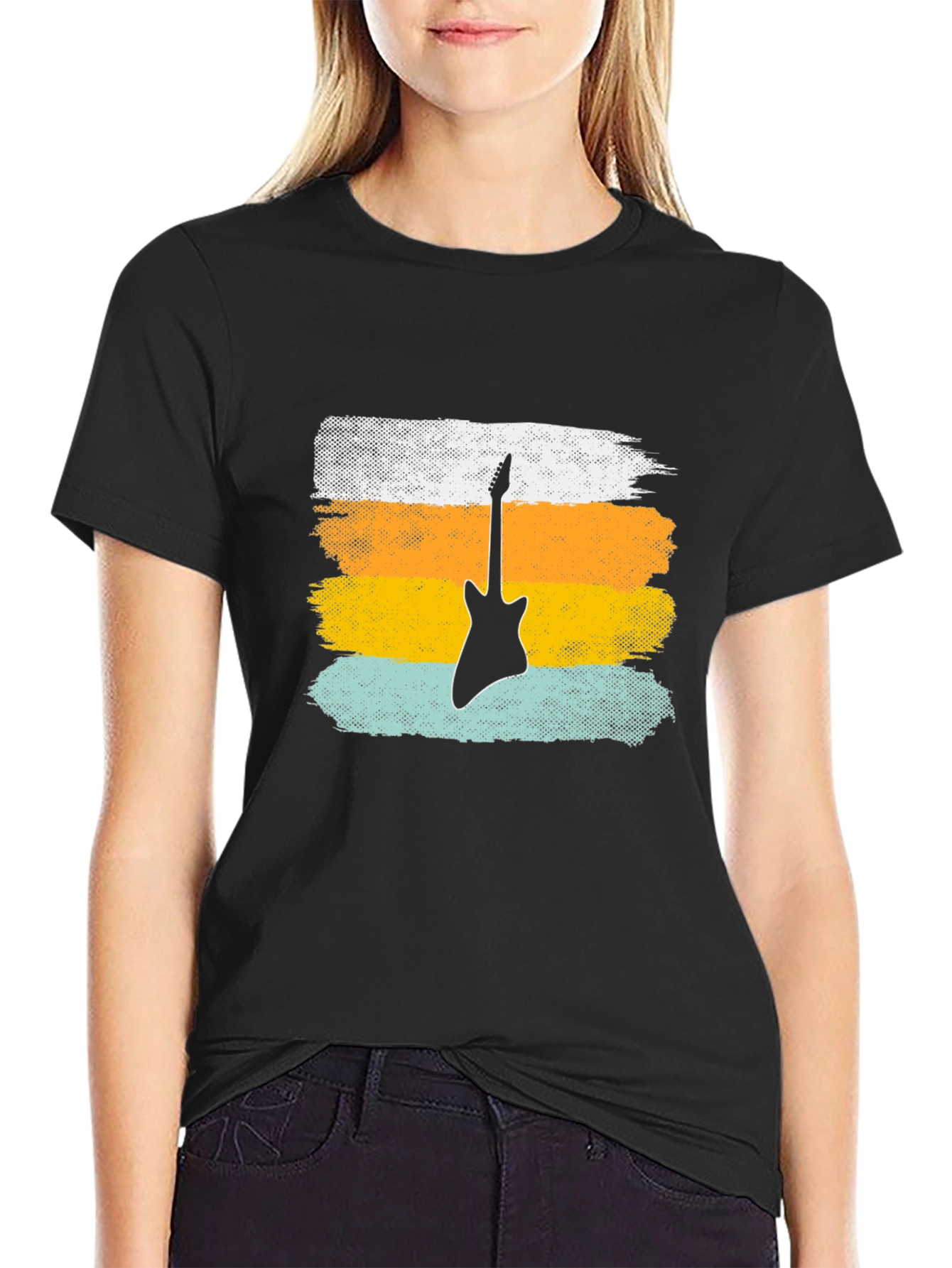 Retro Guitar T-Shirt - Black