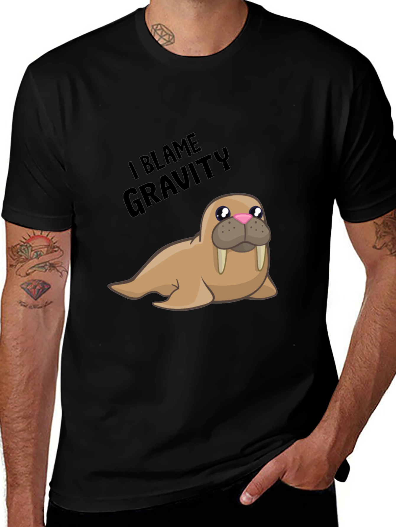 Funny Walrus T-Shirt - I Blame Gravity Graphic Tee