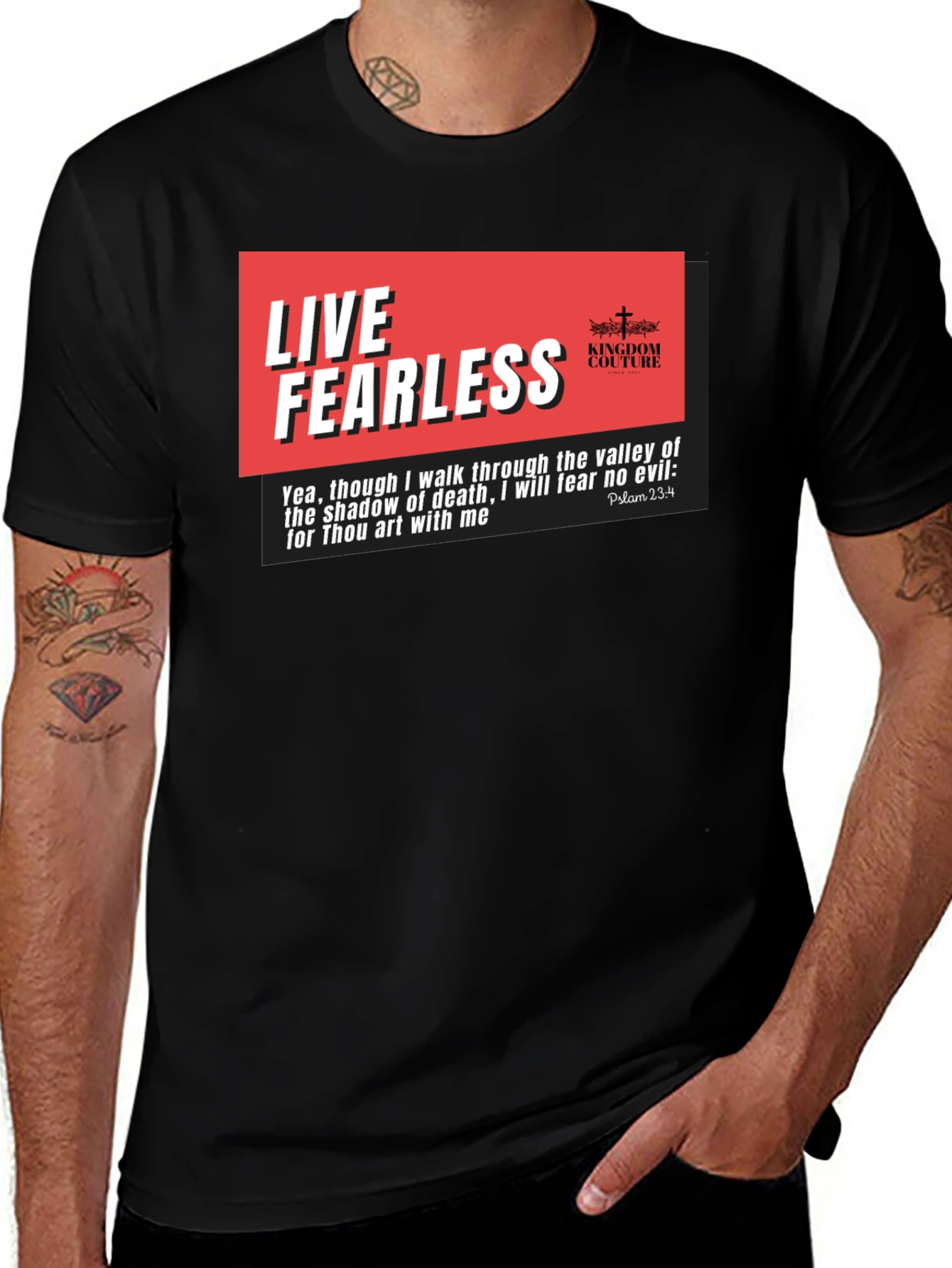 Live Fearless Christian T-Shirt - Black