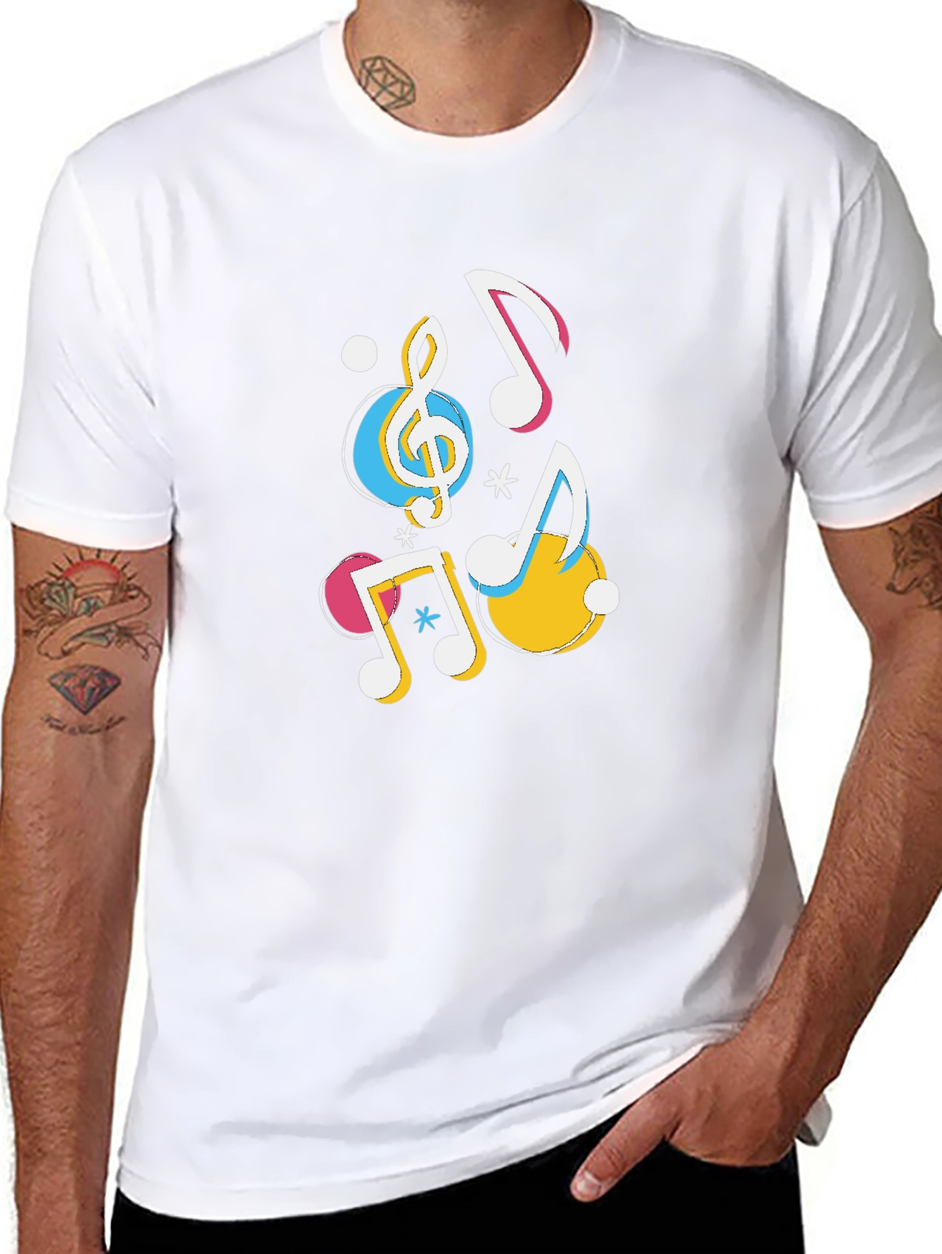 Musical Notes Graphic Black T-Shirt