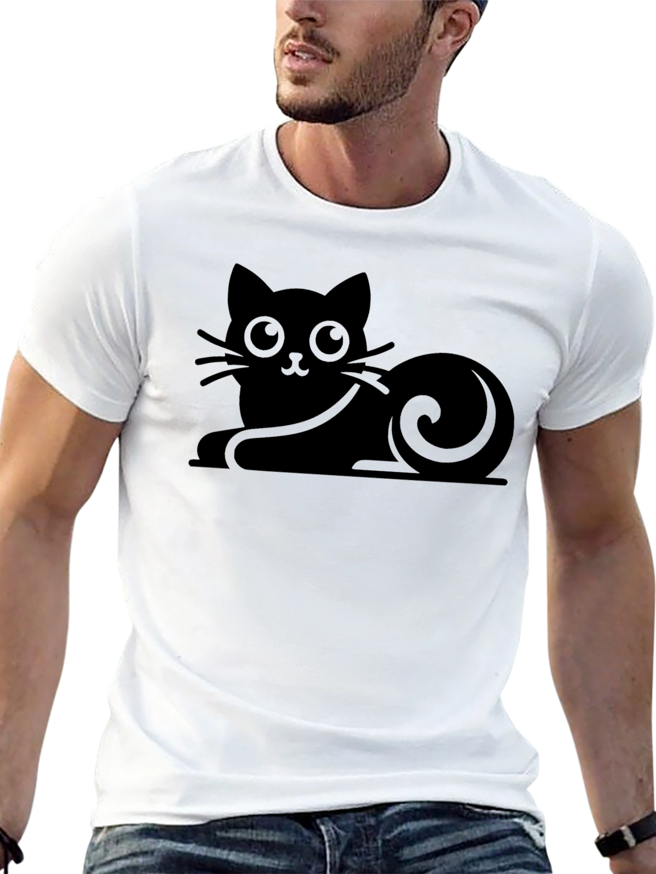 Black Cat Silhouette Graphic T-Shirt