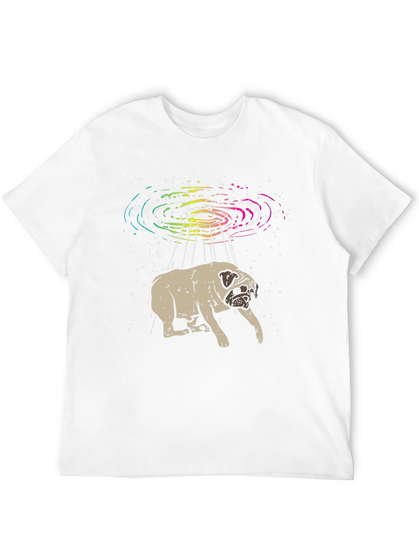 UFO Pug Graphic Tee - Alien Abduction T-Shirt
