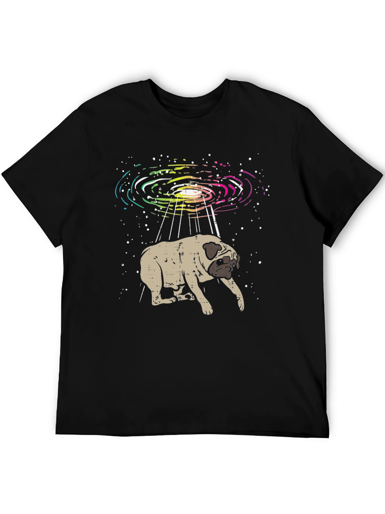 UFO Pug Graphic Tee - Alien Abduction T-Shirt