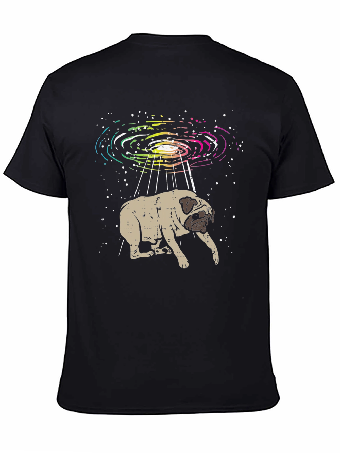 UFO Pug Graphic Tee - Alien Abduction T-Shirt