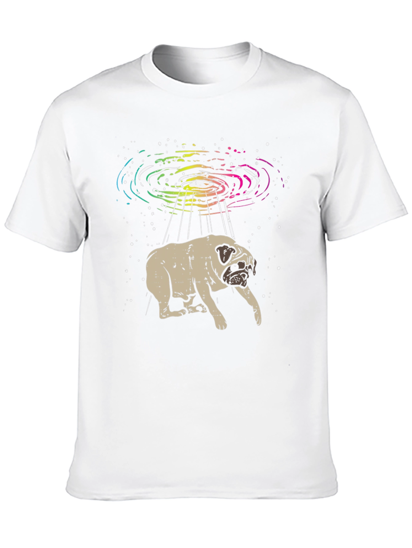 UFO Pug Graphic Tee - Alien Abduction T-Shirt
