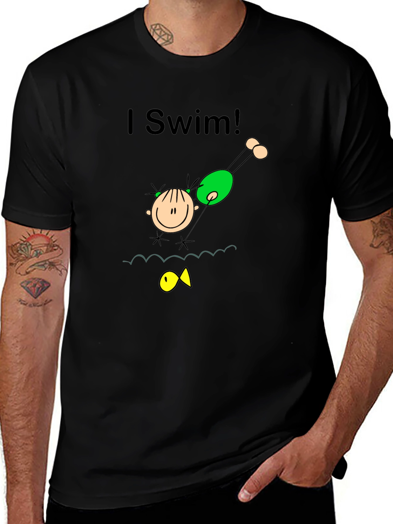 I Swim! Black Graphic Tee