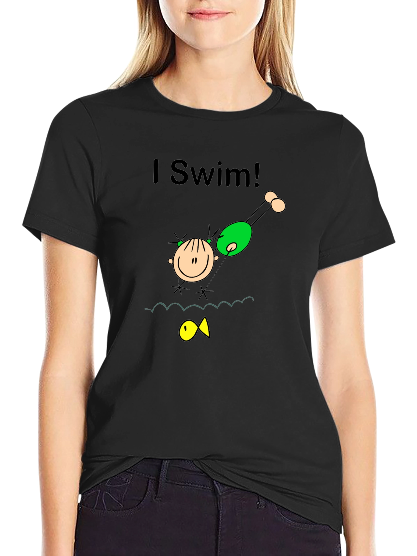 I Swim! Black Graphic Tee