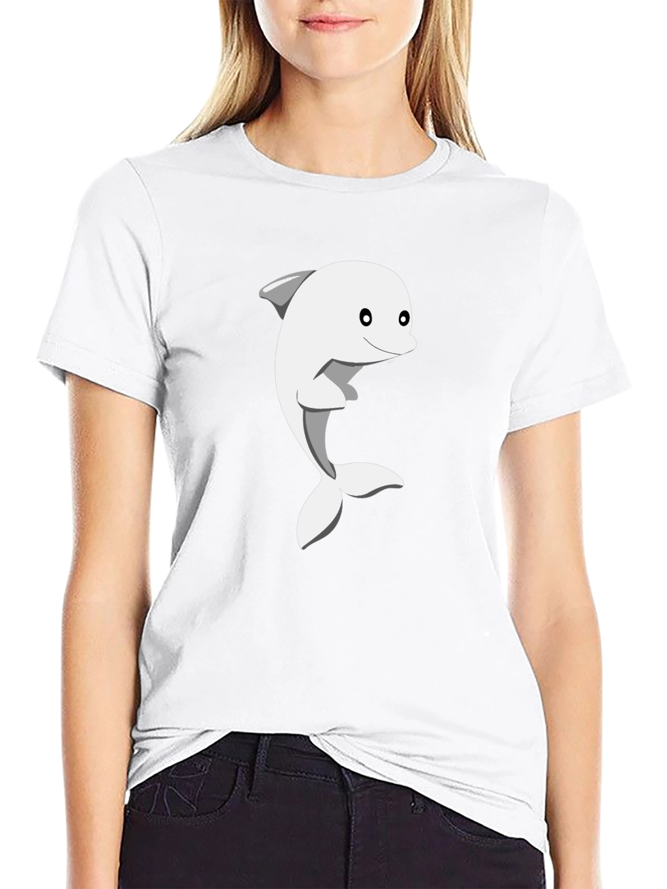 Dolphin Graphic Tee - Black Cotton Casual Shirt