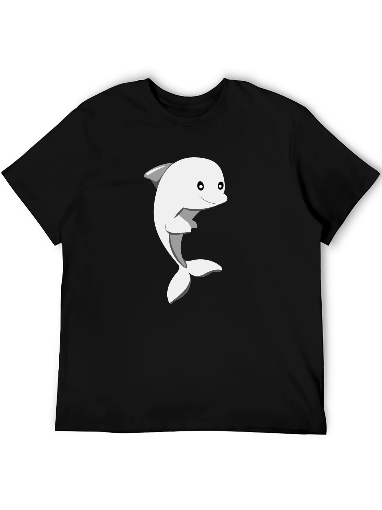 Dolphin Graphic Tee - Black Cotton Casual Shirt