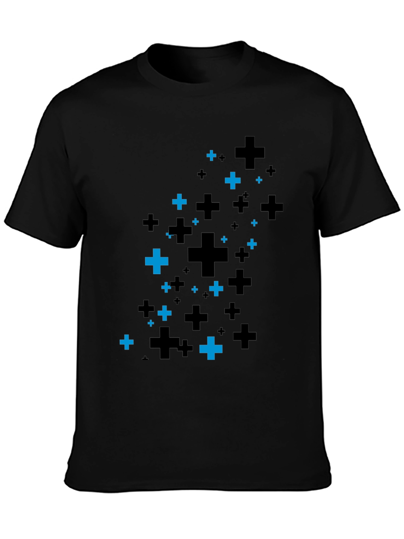 Plus Pattern Black T-Shirt
