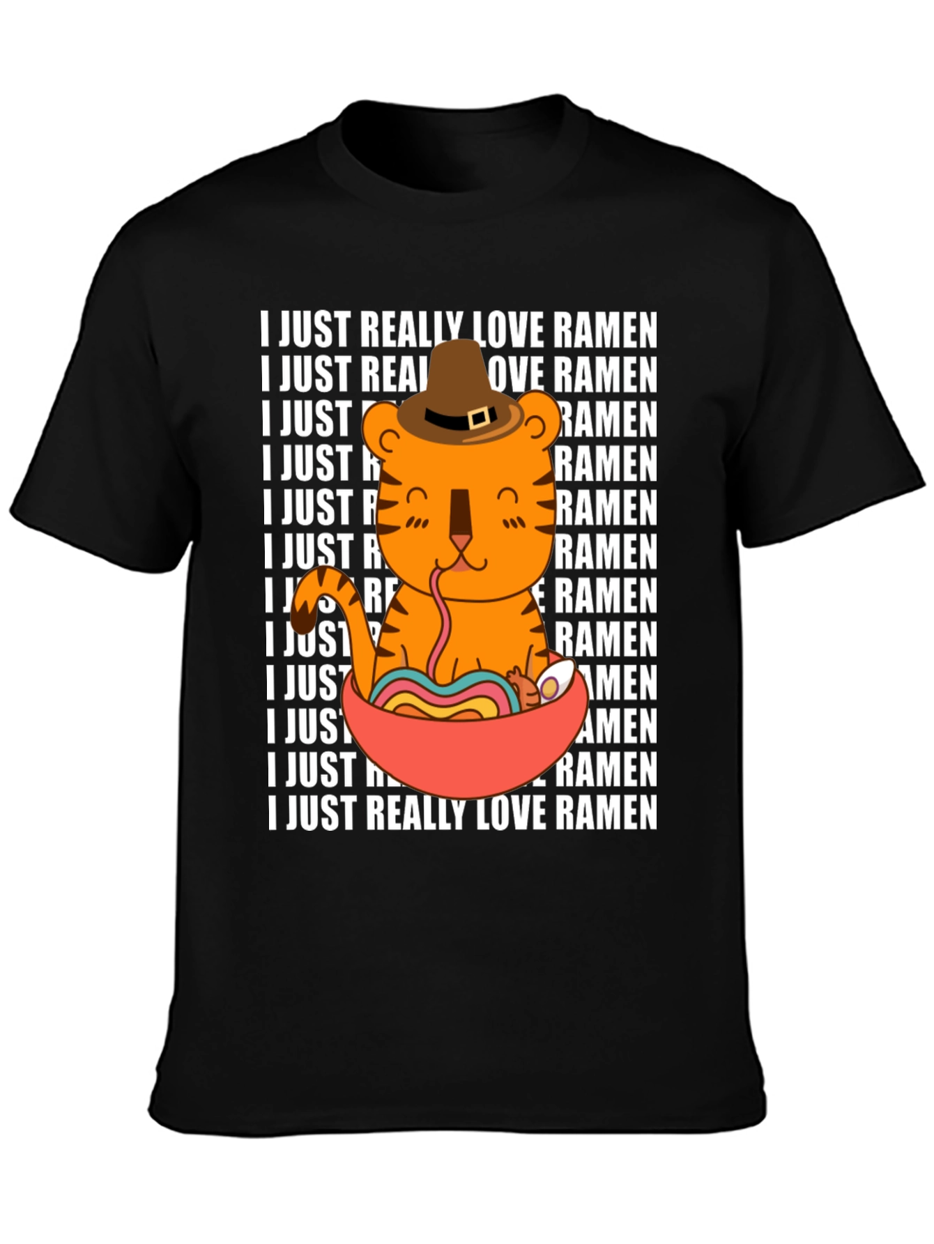 Ramen Lover T-Shirt Cute Tiger Noodle Bowl Graphic Tee