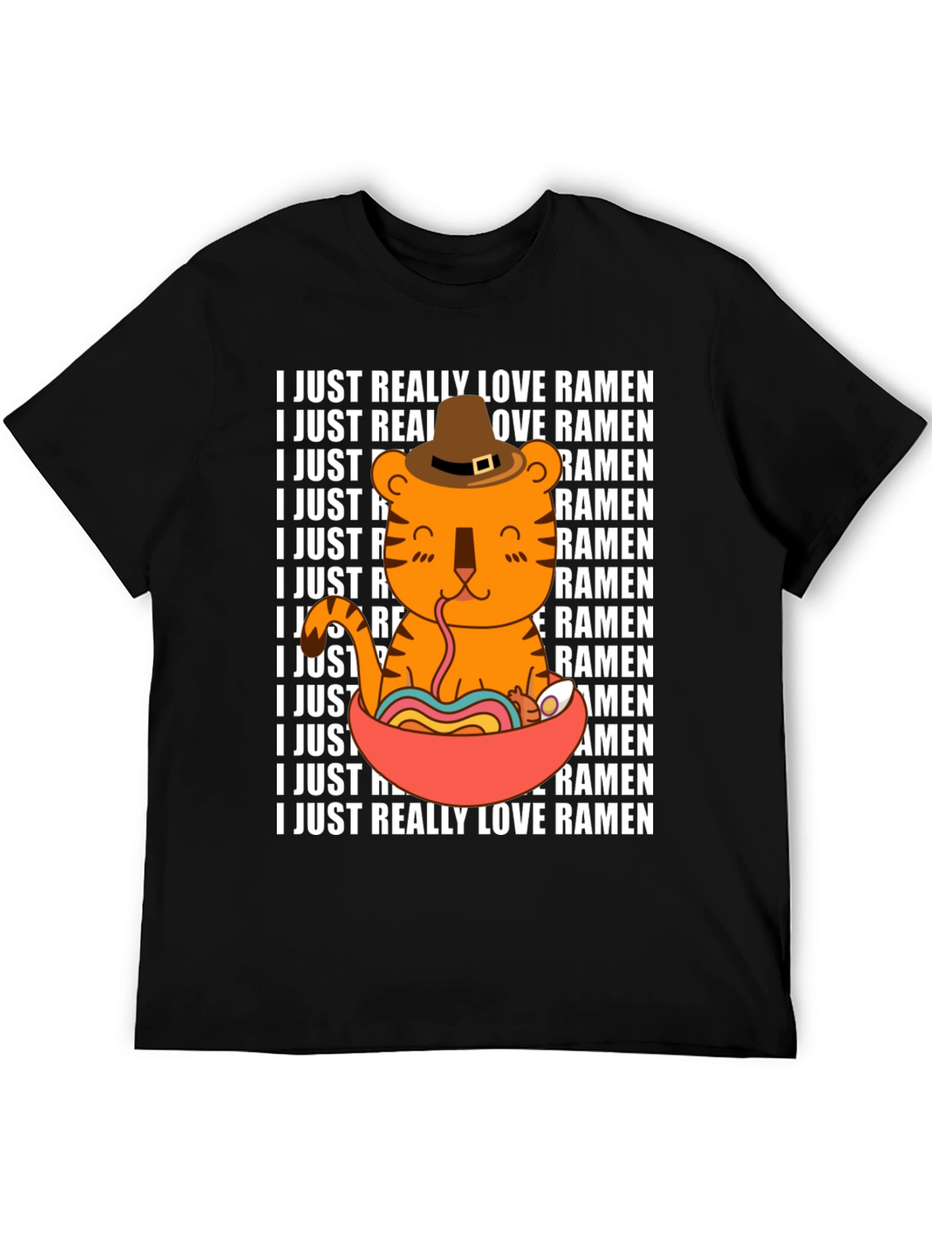 Ramen Lover T-Shirt Cute Tiger Noodle Bowl Graphic Tee