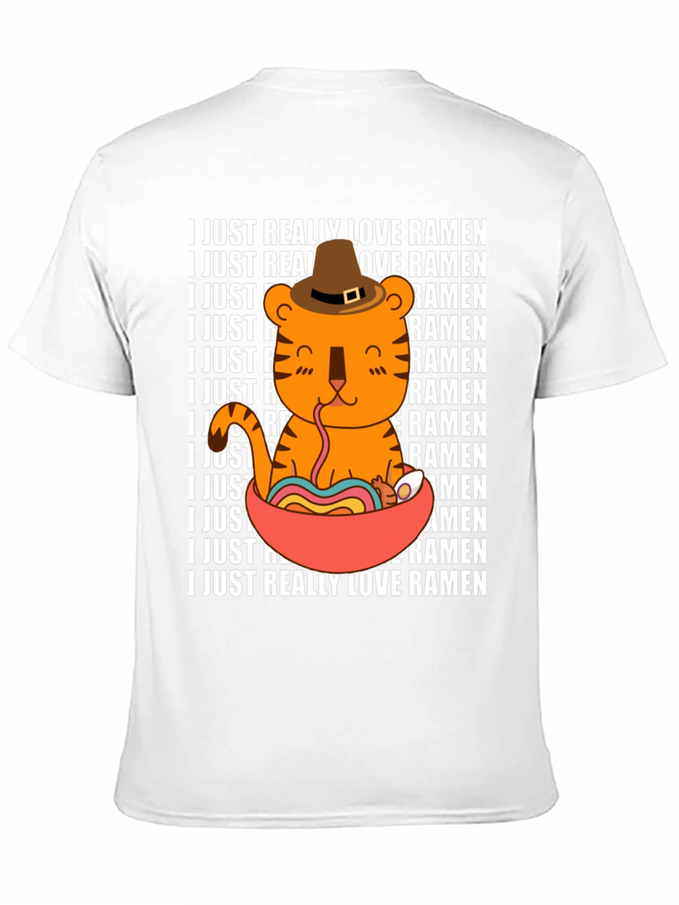Ramen Lover T-Shirt Cute Tiger Noodle Bowl Graphic Tee