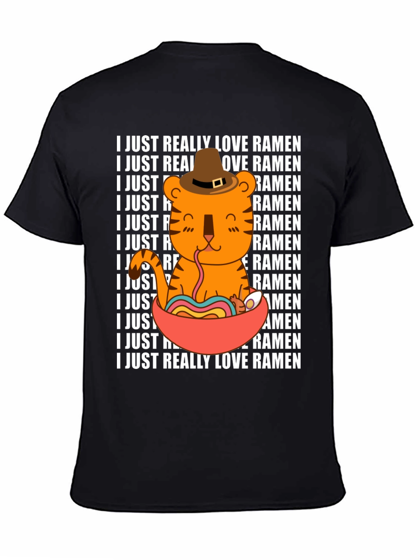 Ramen Lover T-Shirt Cute Tiger Noodle Bowl Graphic Tee
