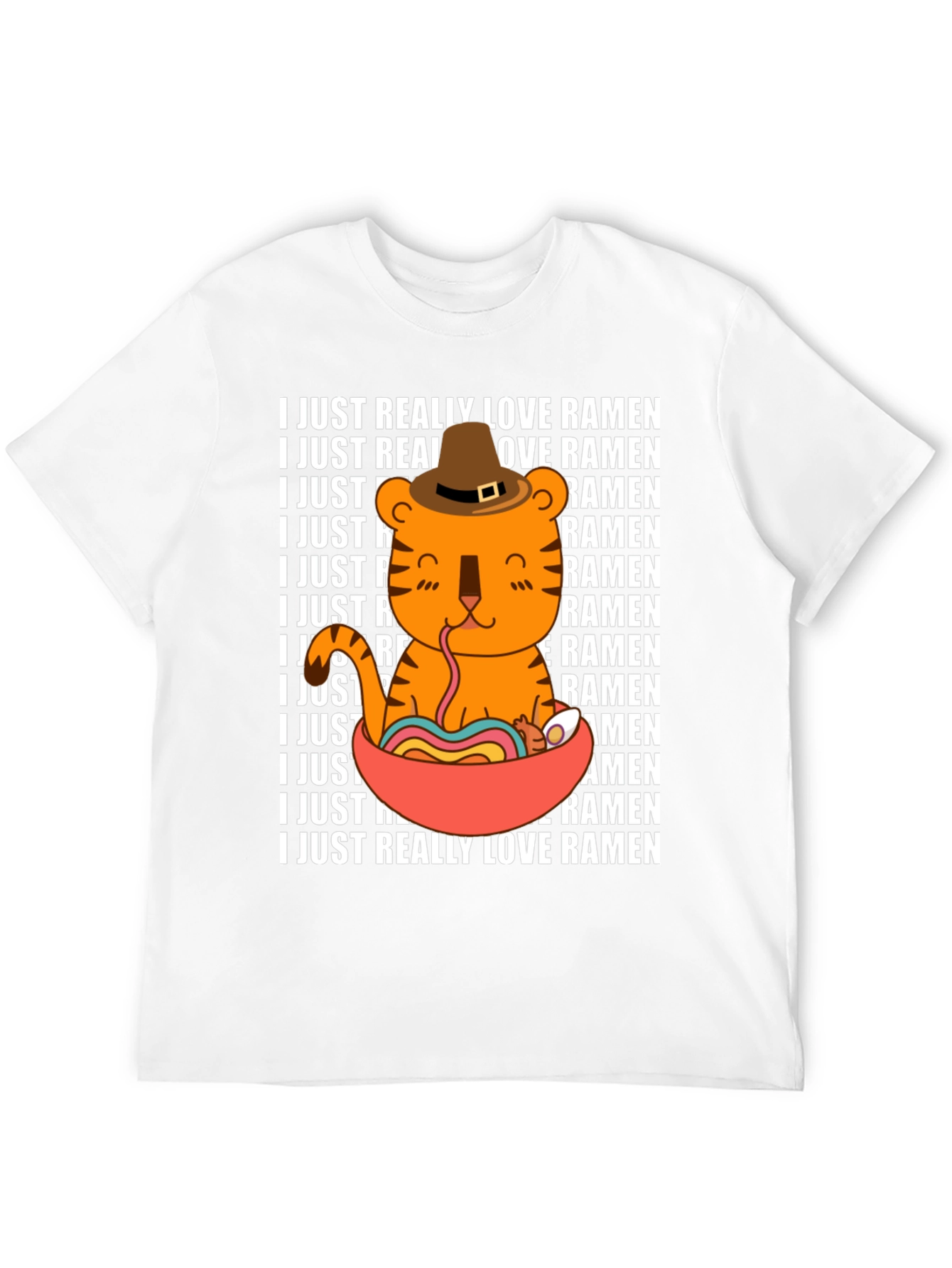 Ramen Lover T-Shirt Cute Tiger Noodle Bowl Graphic Tee