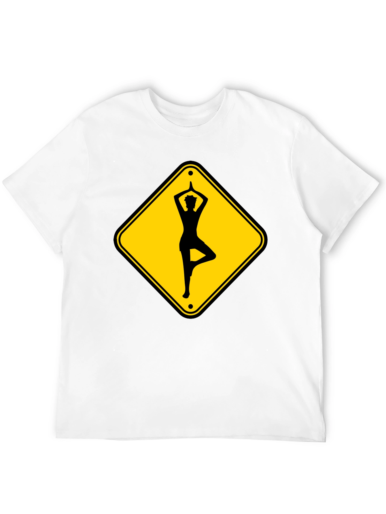 Yoga Pose Road Sign Black T-Shirt