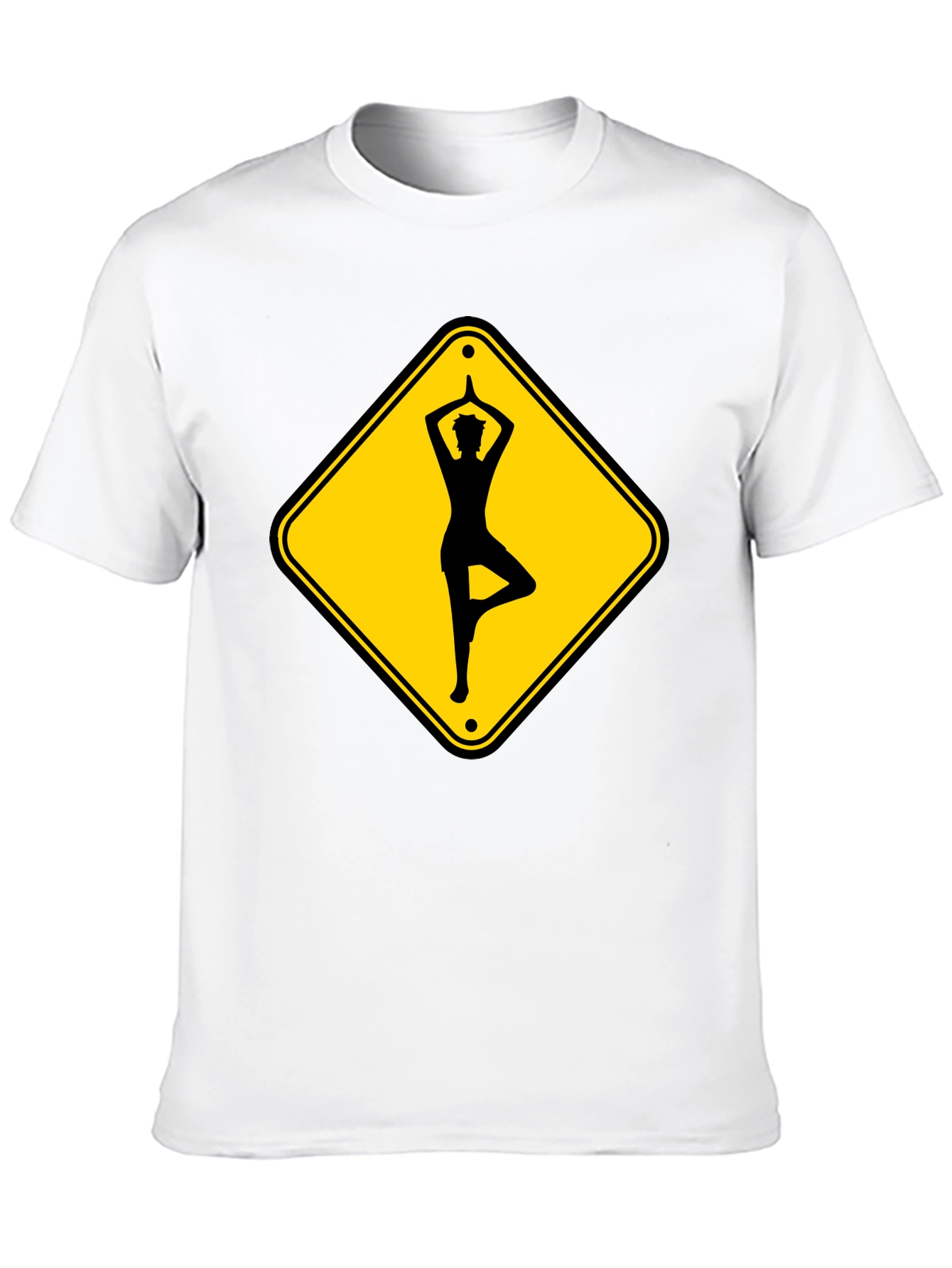 Yoga Pose Road Sign Black T-Shirt