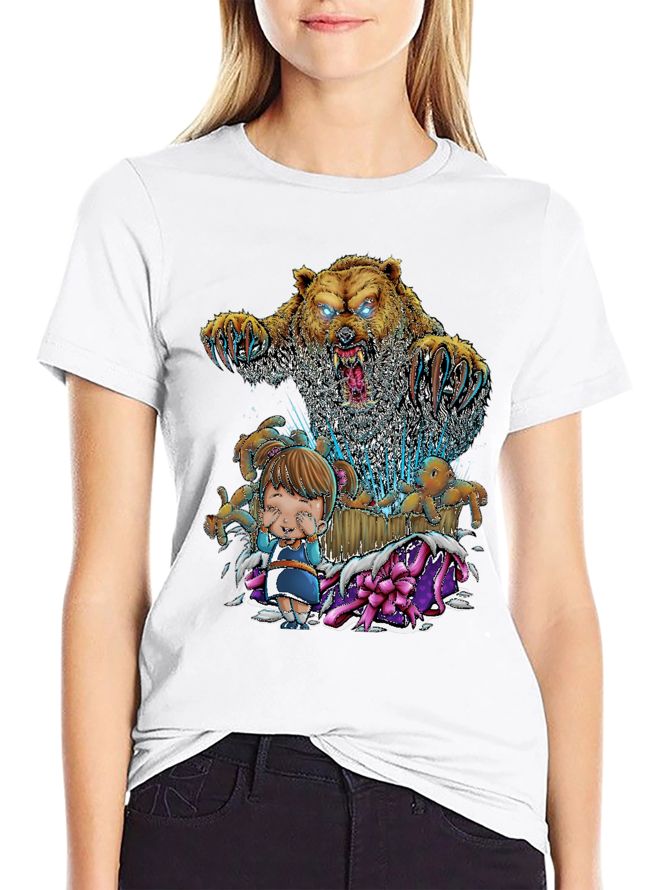 Bear and Girl Graphic T-Shirt