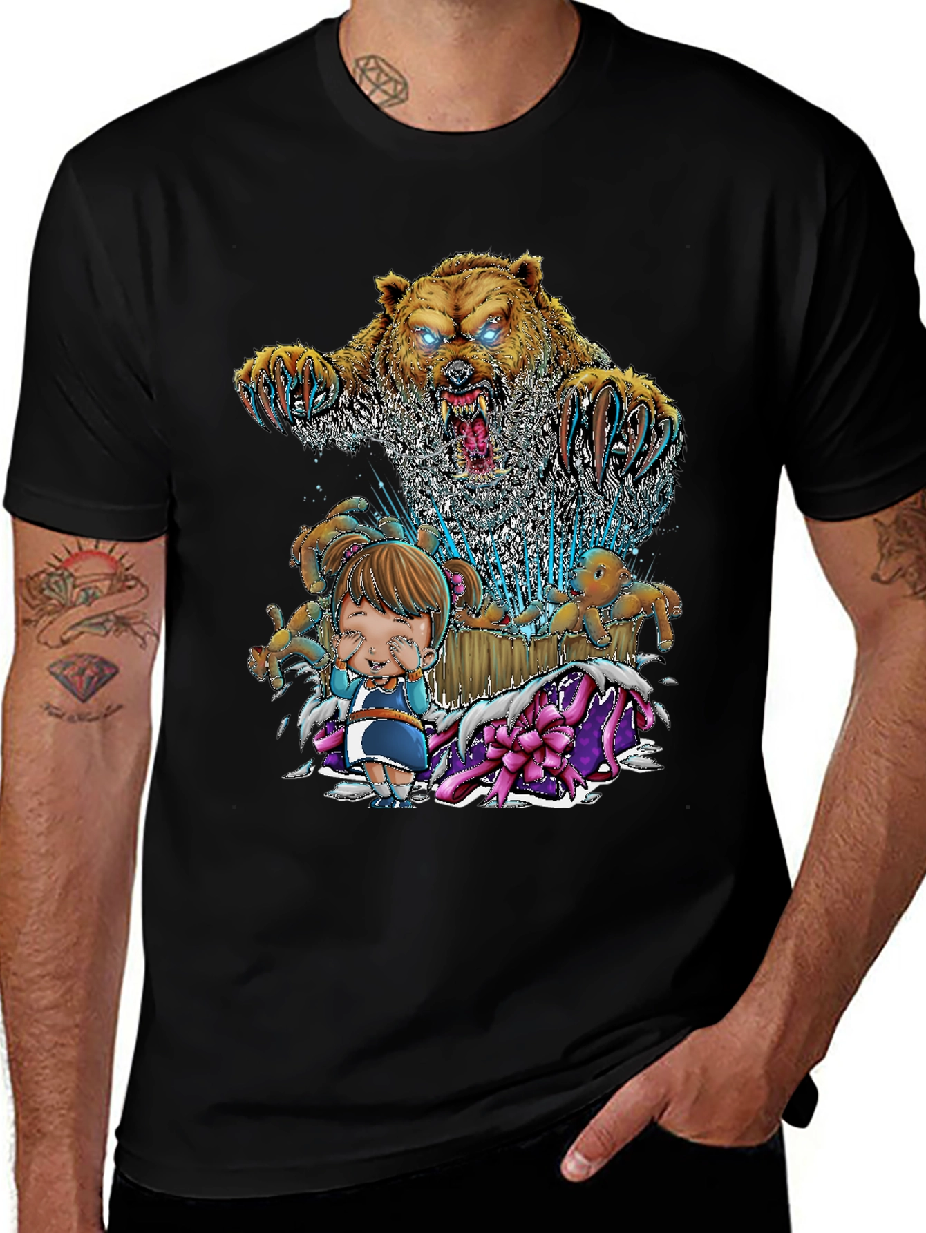 Bear and Girl Graphic T-Shirt