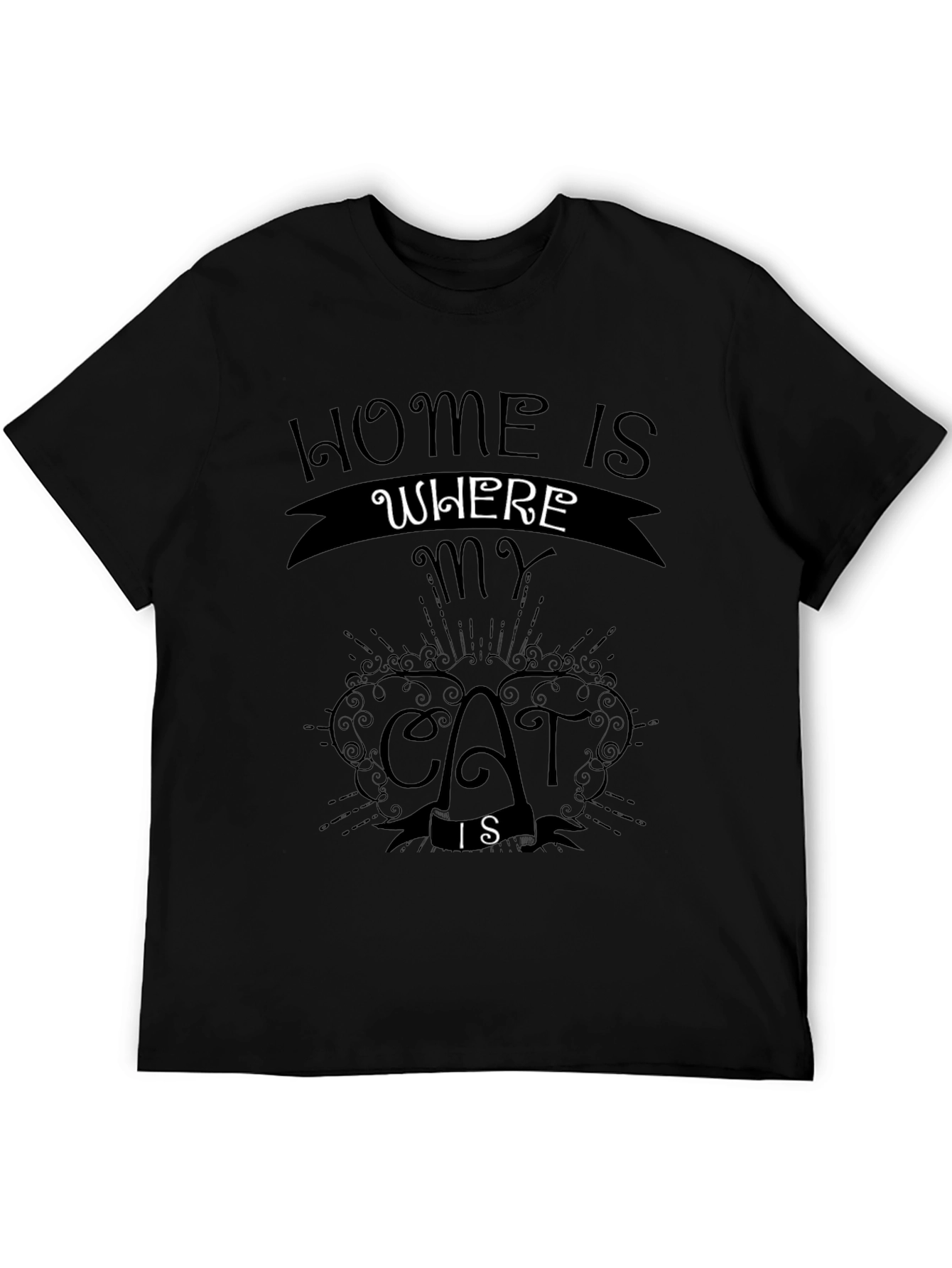 Home is Where My Cat Is Black T-Shirt