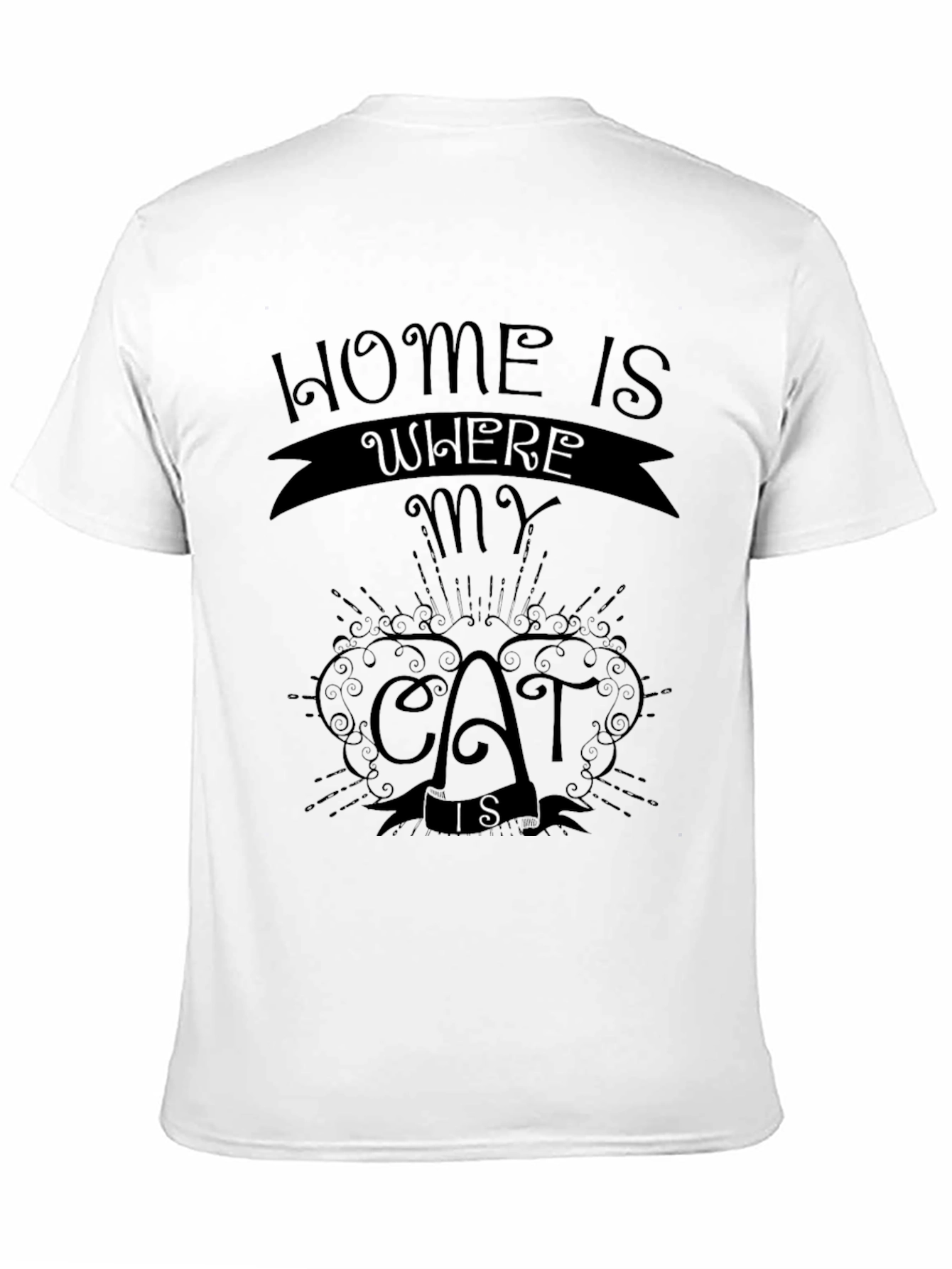 Home is Where My Cat Is Black T-Shirt