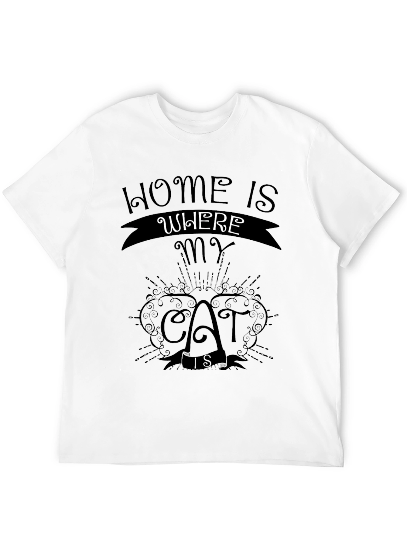 Home is Where My Cat Is Black T-Shirt