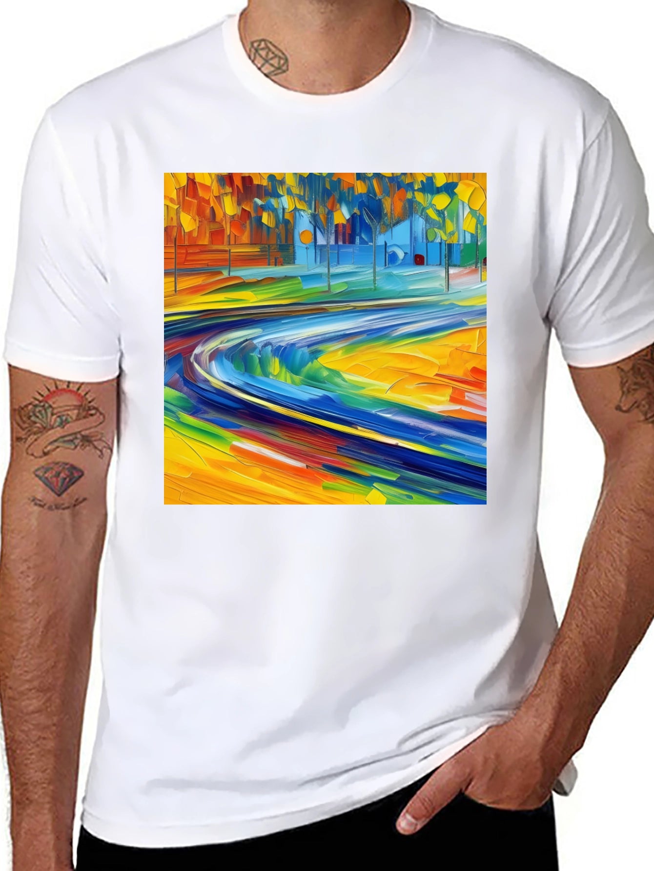 Abstract Art Print Black T-Shirt - Vibrant Casual Style