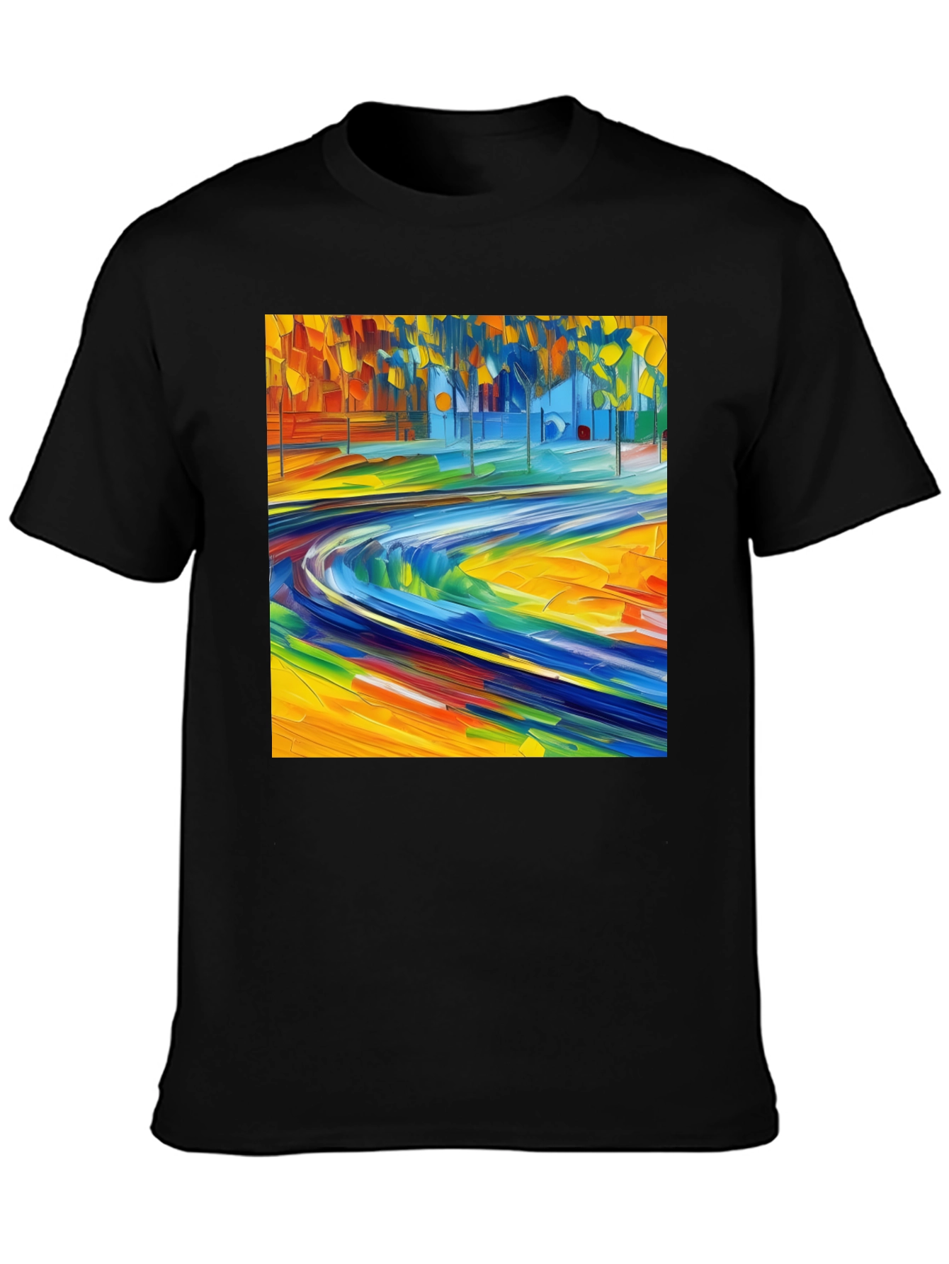 Abstract Art Print Black T-Shirt - Vibrant Casual Style