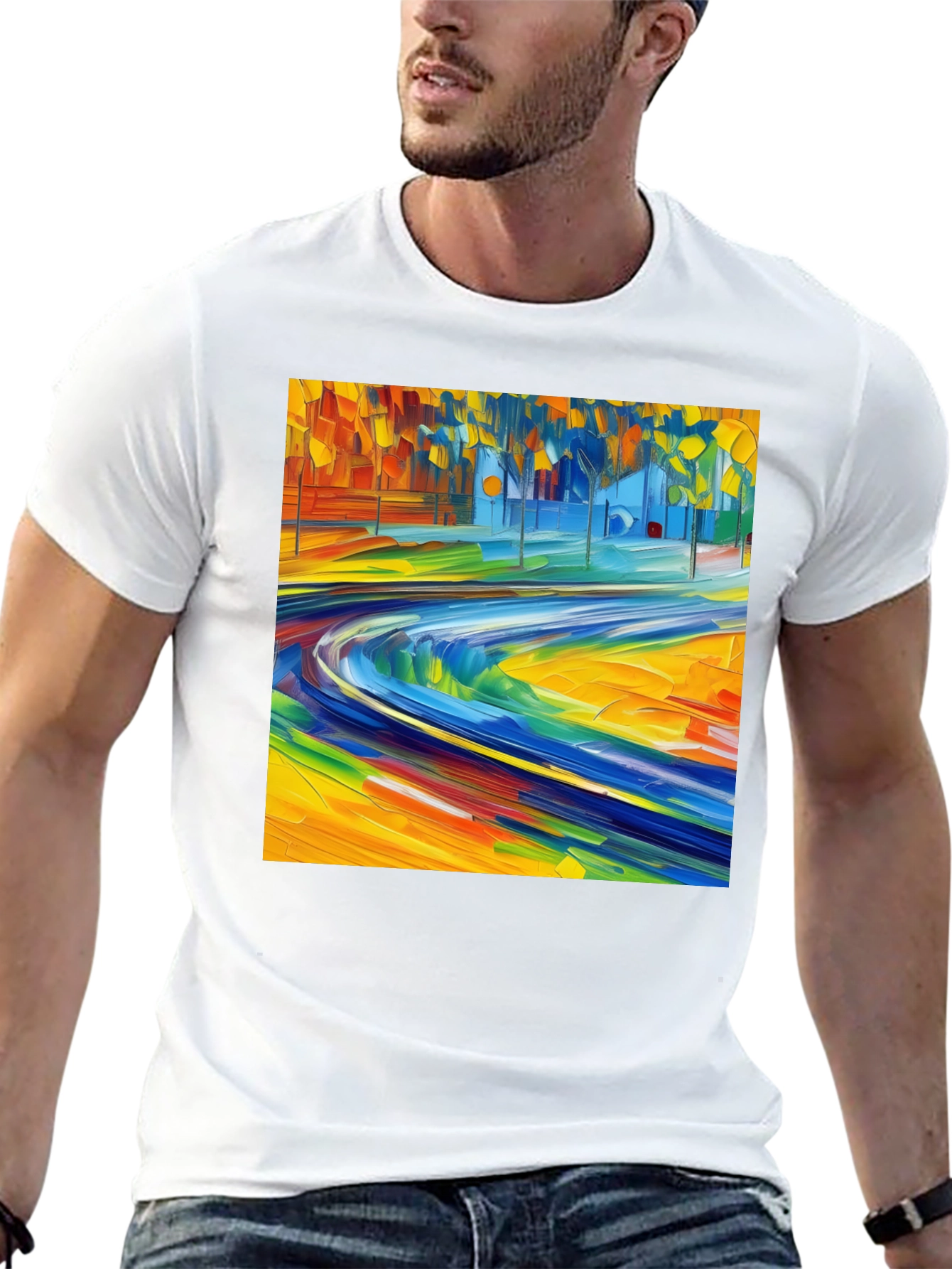 Abstract Art Print Black T-Shirt - Vibrant Casual Style