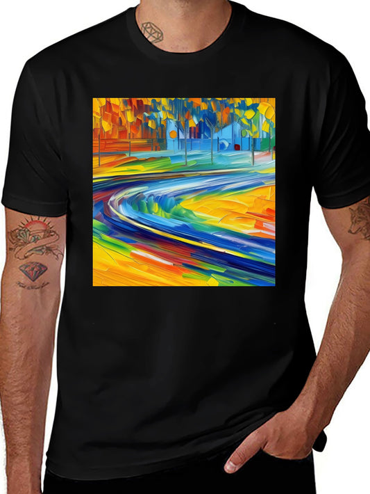 Abstract Art Print Black T-Shirt - Vibrant Casual Style