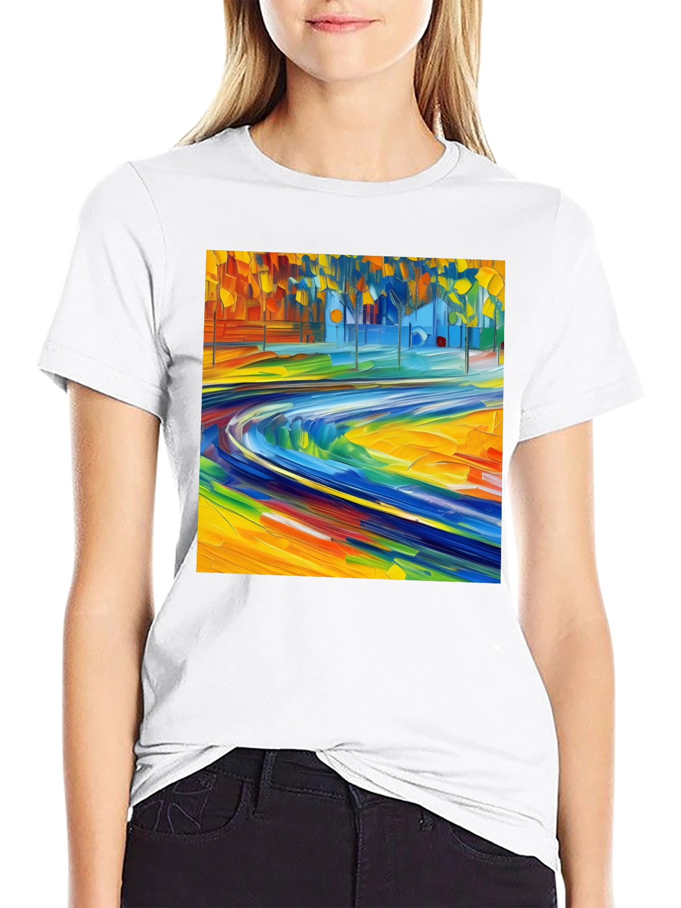 Abstract Art Print Black T-Shirt - Vibrant Casual Style