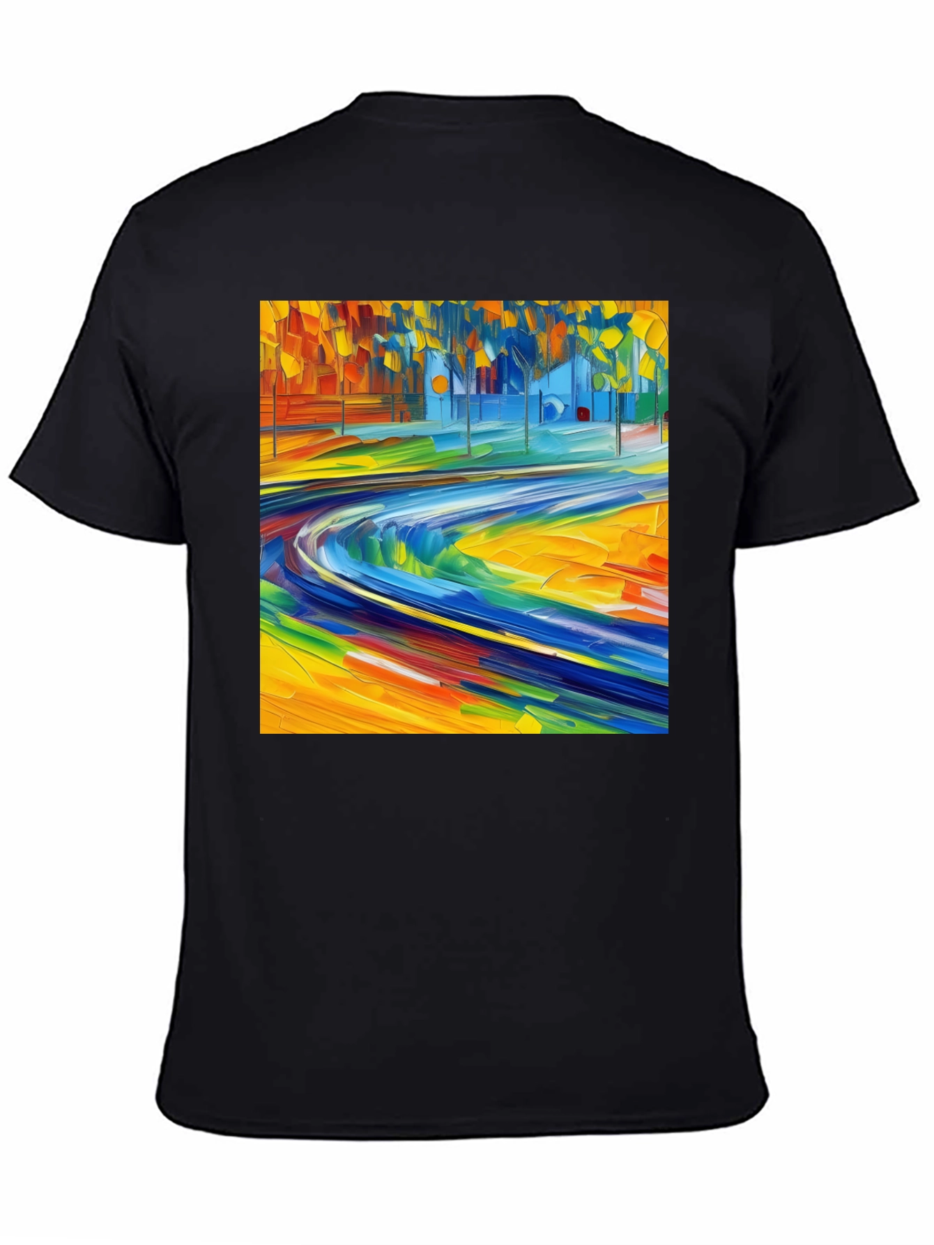 Abstract Art Print Black T-Shirt - Vibrant Casual Style