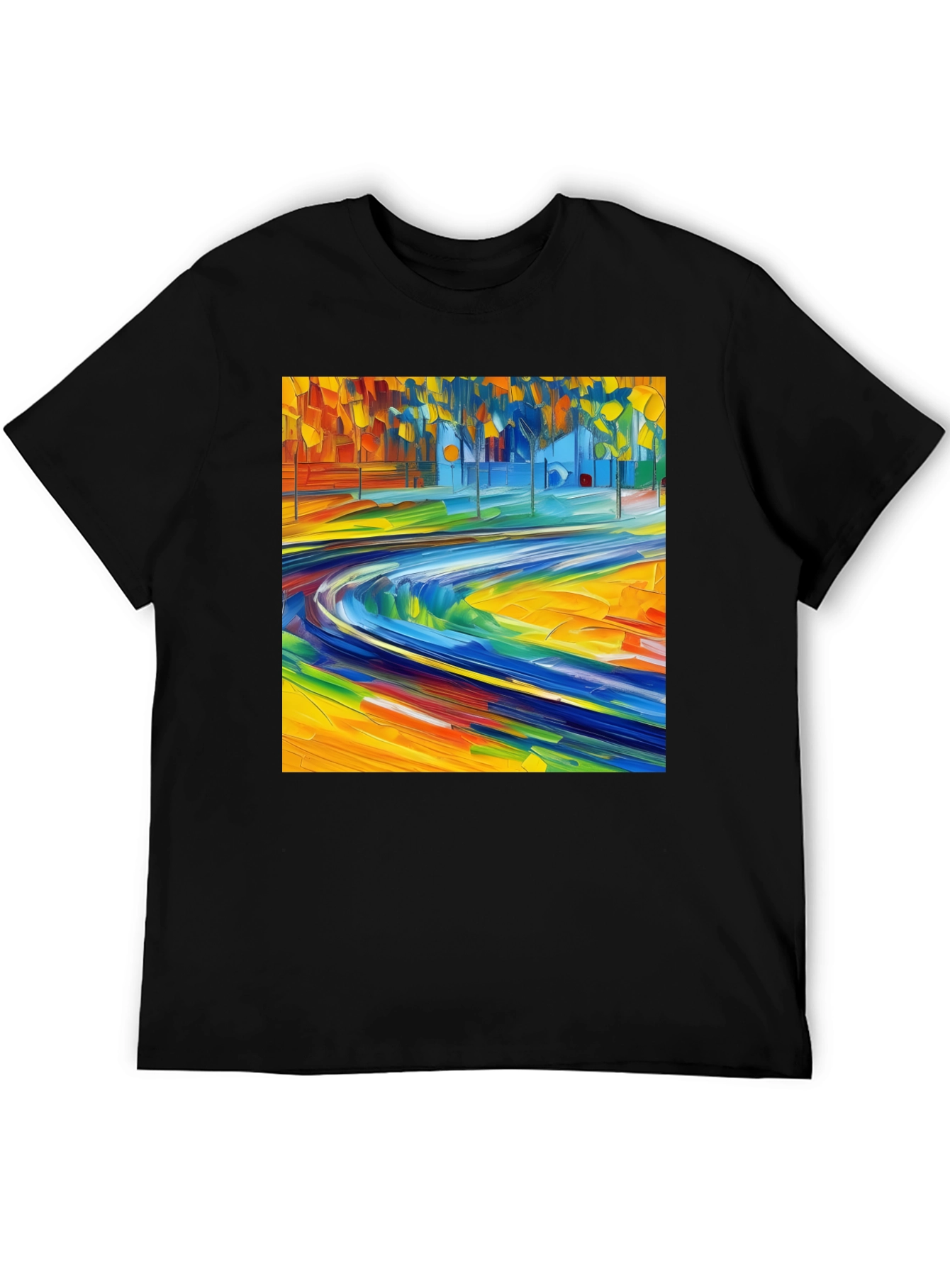 Abstract Art Print Black T-Shirt - Vibrant Casual Style