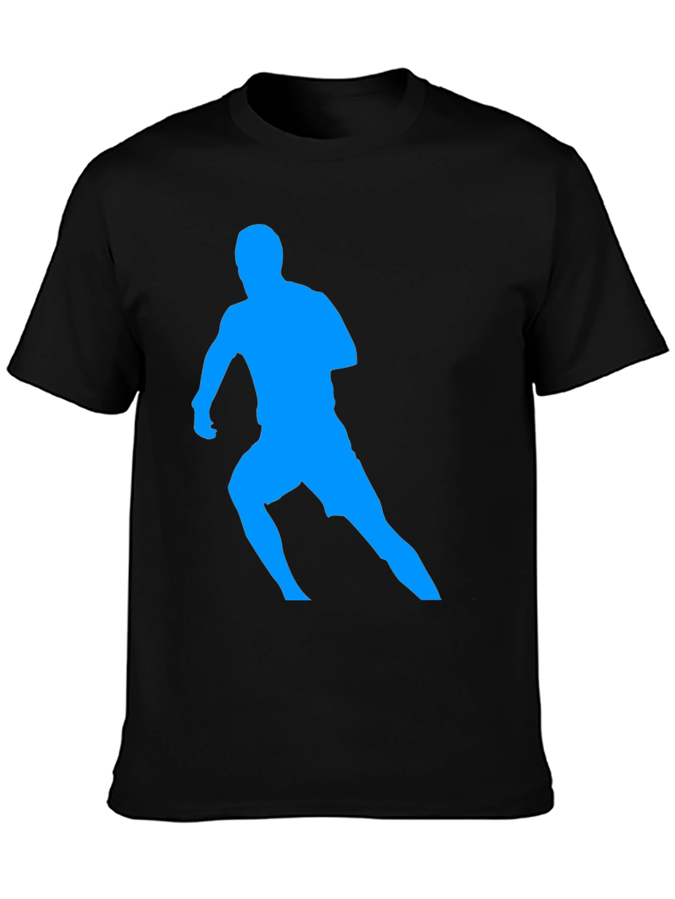 Mens Black T-Shirt with Blue Runner Graphic
