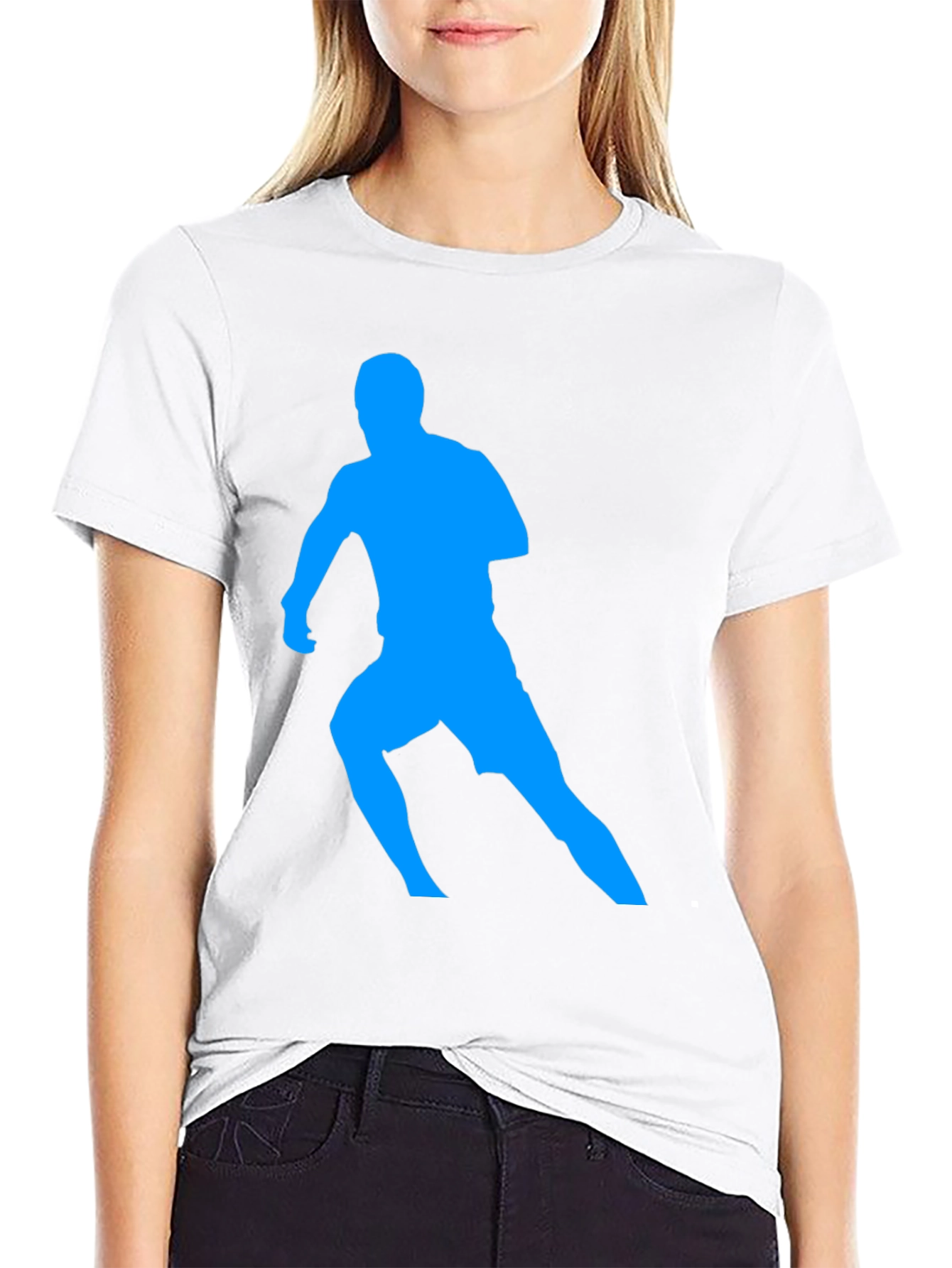Mens Black T-Shirt with Blue Runner Graphic