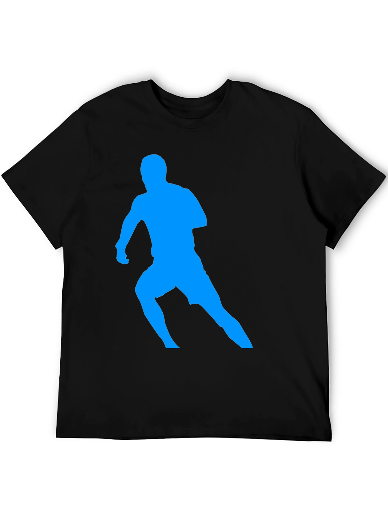 Mens Black T-Shirt with Blue Runner Graphic