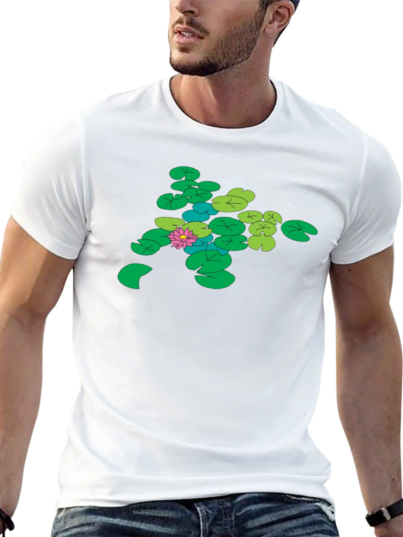 Lily Pad Graphic Tee - Nature Inspired Black T-Shirt