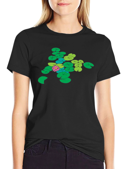 Lily Pad Graphic Tee - Nature Inspired Black T-Shirt