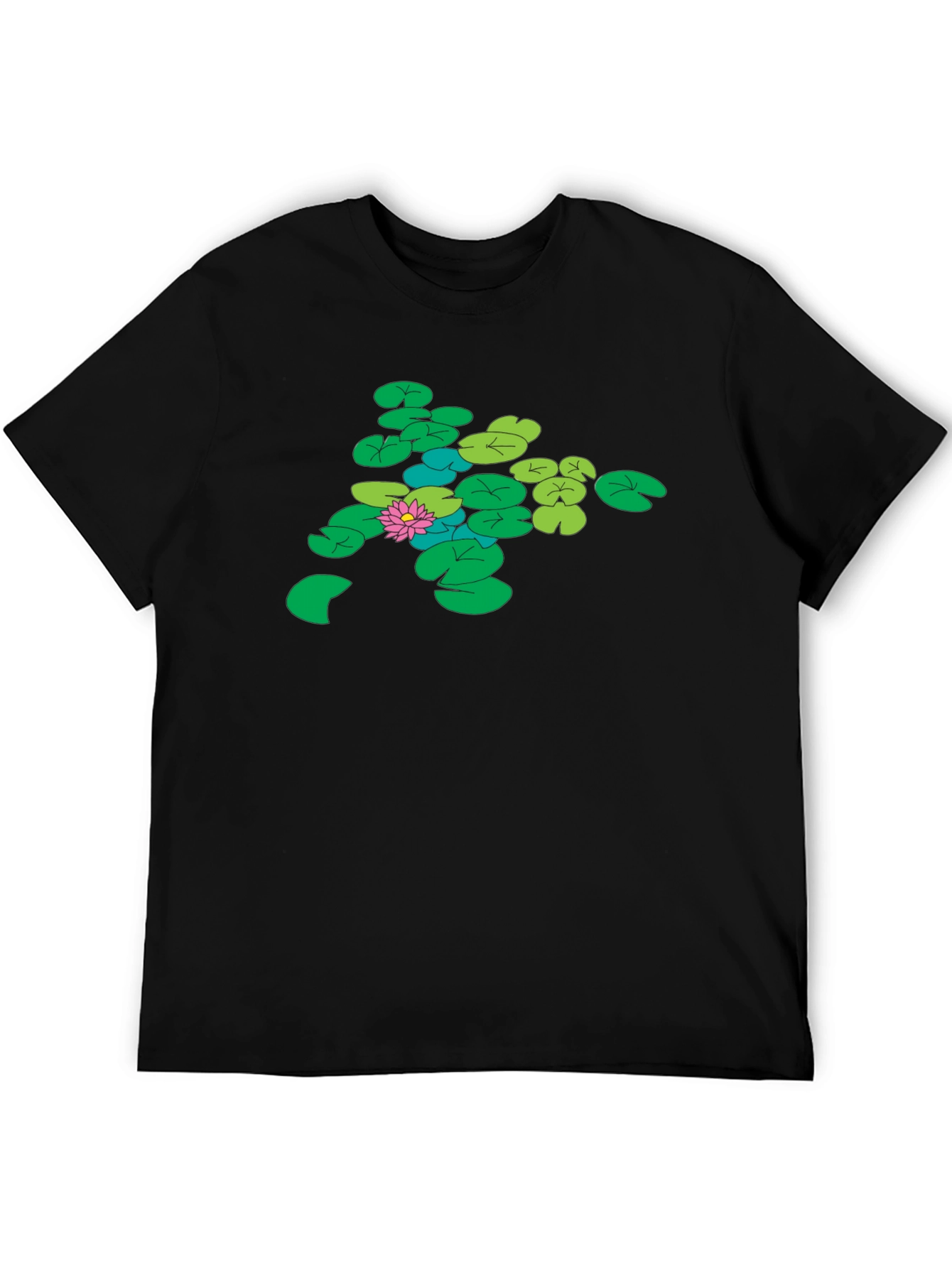 Lily Pad Graphic Tee - Nature Inspired Black T-Shirt