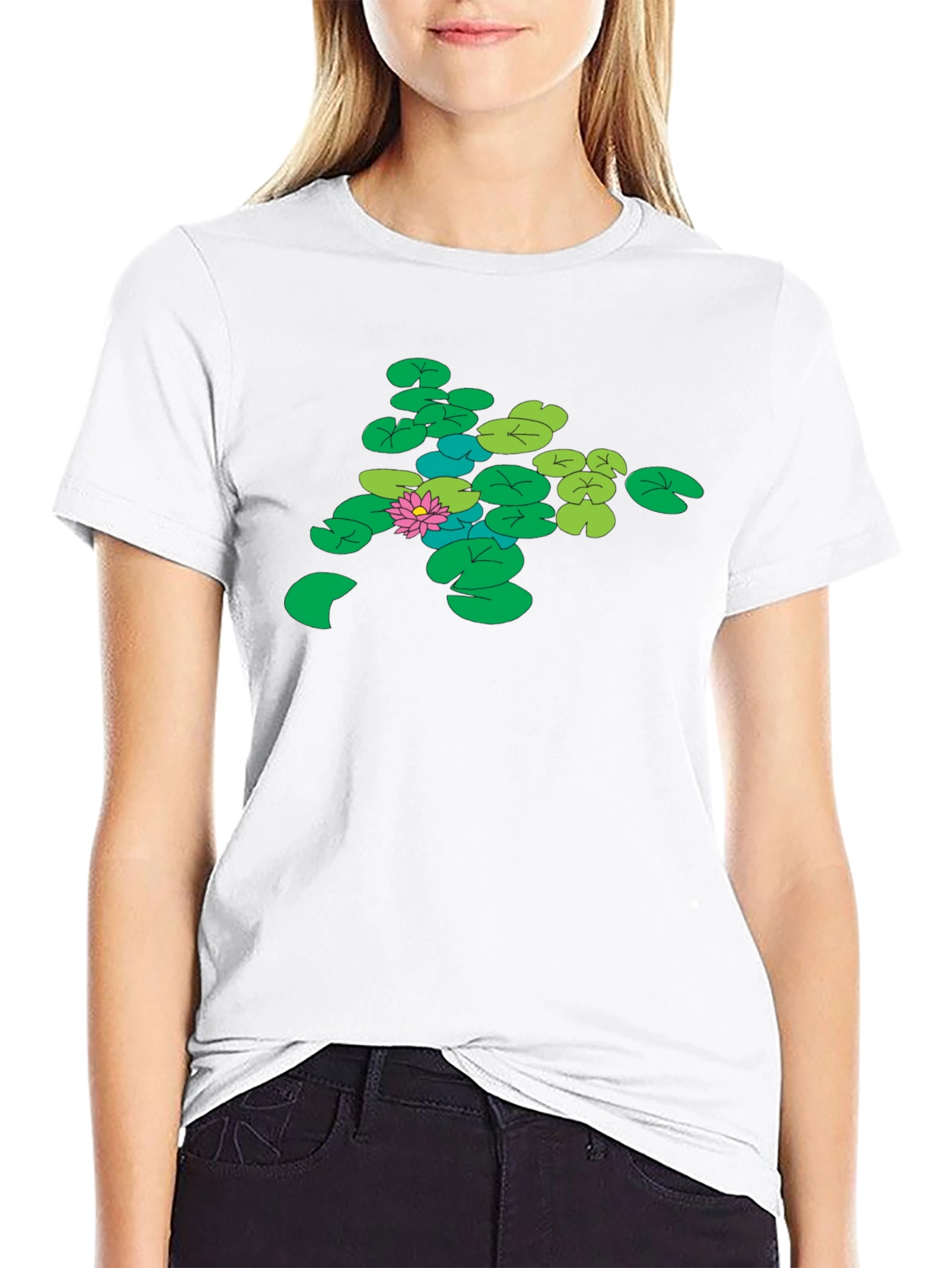 Lily Pad Graphic Tee - Nature Inspired Black T-Shirt